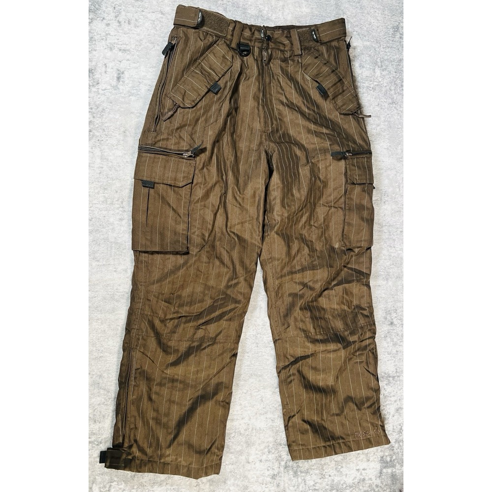 Pulse Snow Pants Mens 32x30 Brown Pinstripe Snowboard Ski Outdoors Activewear
